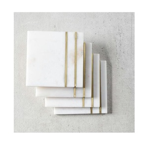 Handmade White <b>Marble</b> Tea Coaster with Decorative Design New <b>Table</b> Top <b>Coffee</b> Mat From Manufacturer - Product Image 1