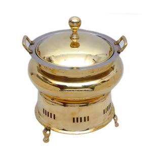 Plato de frotamiento de latón para bodas, calentador de comida y platos de frotamiento para Buffet con soporte de latón para catering y fiestas - Product Image 4