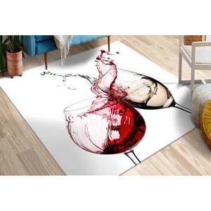 Tapis à motif de verres à vin, Tapis à motif de gouttes de vin rouge et blanc, Tapis imprimé, Tapis en chenille - Product Image 2