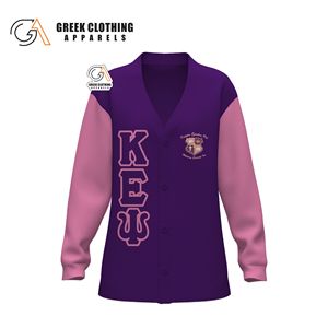 Wholesale Custom Fraternity Kapa Epsilon Psi Greek Organization <b>Cardigan</b> Varsity Letter Sweater With Embroidery Patches Jacquard - Product Image 6