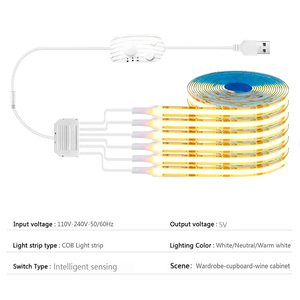 Kit Lampu LED COB USB 5V Langsung dari Pabrik, Kotak Sambungan 6 Arah Tahan Air, Dapat Diredupkan, CRI Tinggi 95 untuk Penerangan Lemari - Product Image 2