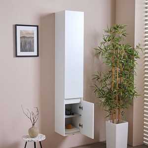 White Suspended Bathroom Column <b>Wall</b> <b>Shelf</b> - Product Image 2