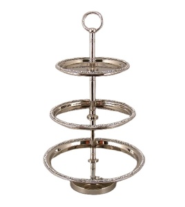 Soporte de Metal para pastel, decoración de mesa con acabado brillante de tres niveles, de acero inoxidable, para celebración de cumpleaños, venta al por mayor - Product Image 1