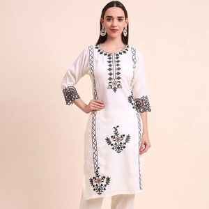 Haut en georgette lourde de créateur avec pantalon de travail en fil Belle couleur pour les occasions spéciales et les mariages - Product Image 1