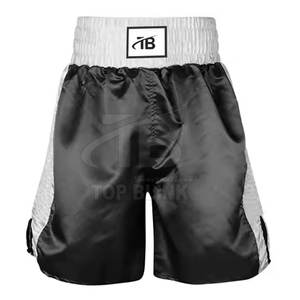 Pantalones cortos de boxeo de satén de alta calidad 2025, colores y tamaños personalizados, patrón sólido deportivo de poliéster 100% con cierre de cintura elástica - Product Image 1
