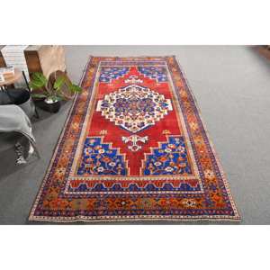 Alfombra Kilim clásica roja y azul de 5,2x10,9 pies, alfombras rectangulares turcas de área grande de lana, respaldo de látex de 10mm de espesor para sala de pasillo - Product Image 4