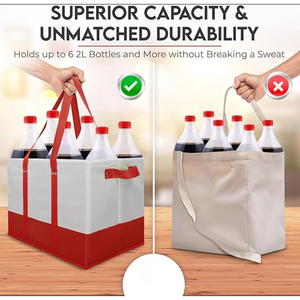 Lot de 2 sacs fourre-tout pliables réutilisables du Vietnam Grands sacs d'épicerie robustes avec poignées pour le stockage des aliments - Product Image 3
