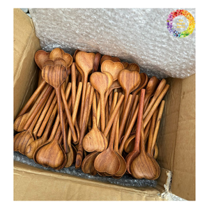 Cuillères en bois naturel, bouleau naturel, cuillère en bois d'acacia, ensemble de couverts en bois et ustensiles de cuisine en teck pour la cuisine - Product Image 5