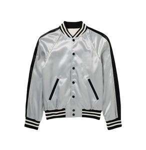 Blouson Bomber en Satin de Haute Qualité pour Homme, Style Casual, Varsity, Sports, Lettres Brodées, Boutons Devant, Fermeture Éclair, Grande Taille, Respirant - Product Image 6