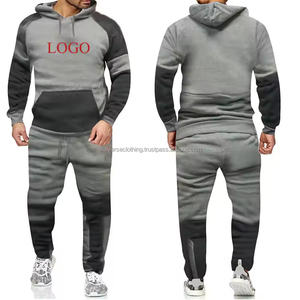 ชุดวอร์มกีฬาผู้ชายคุณภาพสูงสั่งทำพิเศษไซส์ใหญ่ไร้ตะเข็บสำหรับวิ่งในฤดูหนาว ชุดออกกำลังกาย 2 ชิ้น แขนยาวลำลอง - Product Image 2