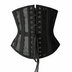 Factory Wholesale OEM Gothic Wedding Waist Trainer Fashioned under Bust Cincher Mesh Bustier Steel Boned <b>Shapers</b> Lace up <b>Corset</b> - Product Image 3