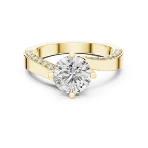 แหวนหยดน้ำเพชรทรงกลมสีเหลืองทอง 14K สำหรับผู้หญิง |   เครื่องประดับเจ้าสาว |   เพชรที่เพาะเลี้ยงใหม่ - Product Image 1