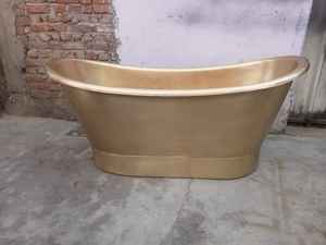 Bañera de baño doble zapatilla individual independiente de cobre y latón negro pulido Bañera de cobre de latón negro pulido en la India - Product Image 3