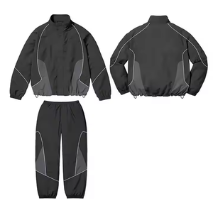Ensemble de survêtement à capuche en nylon extensible dans quatre directions, unisexe, grandes tailles, avec logo personnalisé, idéal pour le sport – Vente en gros - Product Image 1