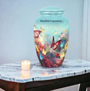 Unique New Design Metal Cremation Urns <b>Memorial</b> Ashes Burial Jars Butterflies Funeral Keepsake Jars for Male Female Pet Ashes - Product Image 4