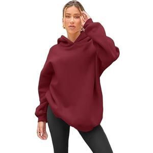 Sweat-shirts décontractés pour femmes, 100% coton, impression unie, logo sur le devant, polaire chaud et confortable, poche, streetwear d'hiver - Product Image 6