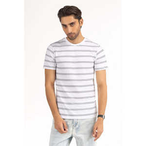 Camisetas Casuales de Corte Holgado con Rayas y Patrón Sólido, Tejido de Punto de 200 Gramos, Antiarrugas, Transpirable, MN-TS-SS25-052, Logotipo Comprimido - Product Image 2