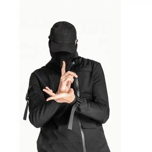 <b>Men's</b> Cyberpunk Techwear <b>Jackets</b> with Attached Hood Winter Waterproof Zips Washed Function Ninja <b>Jacket</b> Style Clothing - Product Image 3