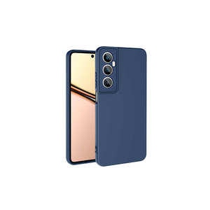 Coque en silicone bleu marine de luxe Realme C65 4G, TPU souple avec finition électro-plaquée, coque arrière premium pour Oppo A3S - Product Image 1