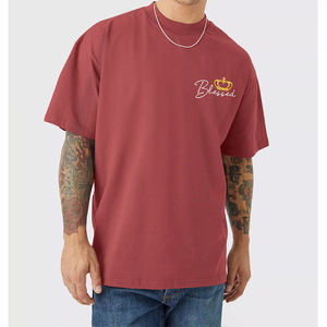 Gran oferta de Camiseta estampada de manga corta con hombros caídos y cuello redondo para hombre, ropa de calle para hombre, camisetas de peso pesado con patrón personalizado de Hip Hop - Product Image 3