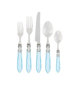 Juego de cubiertos de plata con mango de plástico acrílico azul de lujo estilo antiguo y Retro cena medieval cuchillo tenedor cuchara juegos para boda - Product Image 4