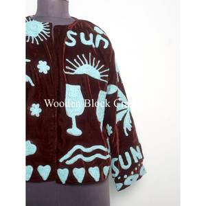 Wholesale Floral Embroidered Cotton Knitted <b>Velvet</b> Eco-Friendly Jacket <b>for</b> <b>Women</b> Handmade Suzani Ethnic Winter <b>Coat</b> <b>for</b> <b>women</b> - Product Image 2
