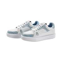 Chaussures décontractées bleu clair en cuir pleine fleur, baskets teintées à la main, à lacets, plateforme