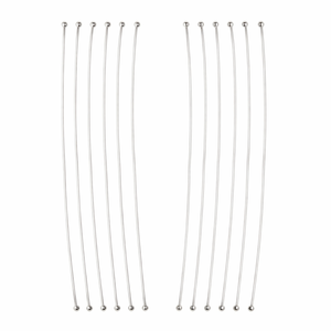 925 Sterling Silver Featherweight Ball Head Pins 60mm 10pcs Flat Plated <b>Beads</b> Jewelry Findings for Making Size 25mm X 8mm - Product Image 1