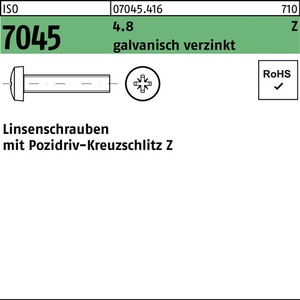 <b>Flat</b> Head <b>Screw</b> ISO 7045 PZ M4x70-Z 4.8 500 Pcs Pack - Product Image 1