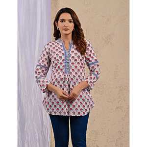 Blusa Elegante Blanca de Algodón Butti para Mujer con Estampado Floral, Logotipo Bordado, Botones Frontales y Decoración de Encaje - Disponible en Talla XL - Product Image 1