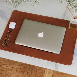 Handmade Durable Leather <b>Desk</b> Mat Promotional Laptop and Mouse <b>Pad</b> Table Protector with Extended Design - Product Image 3