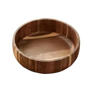 Bol rond en bois d'acacia jetable de haute qualité, écologique, pour salades et en-cas, fabriqué en Inde - Product Image 5