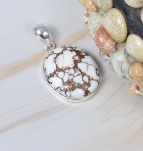 Joyería de piedras preciosas de jaspe Howlite, colgante de piedras preciosas de Plata de Ley 925, colgante ovalado, colgante blanco, joyería hecha a mano, regalo para mujer - Product Image 4