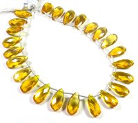 Perles en verre transparent facetté en citrine jaune hydro quartz, forme poire, 15x7mm, 24 pièces, de haute qualité, créées en laboratoire, pour bijoux