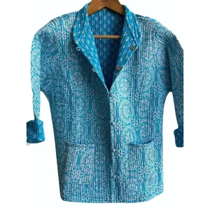 Women's Multicolor <b>Quilted</b> Jacket Printed Reversible Design Regular Fit Full Sleeves Casual Wear Button Closure 2 Pockets Jacket - Product Image 2