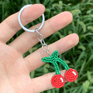 Lindo Llavero de Fresa y Cereza Hecho a Mano con Cuentas, Estilo Boho, Colgante para Bolso, Flamingo, Amor, Regalo de Joyería para el Día de San Valentín - Product Image 2