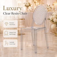 Chaise d'événement transparente en résine PC monobloc moderne pour hôtels, banquets, mariages et réceptions, idéale pour la restauration et les événements.