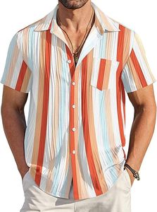 Chemise de plage d'été à manches courtes à rayures arc-en-ciel pour hommes - Product Image 2