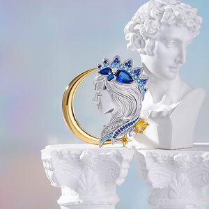 Broche de mode Jeulia en argent sterling, motif Vierge et Lune du zodiaque - Product Image 5