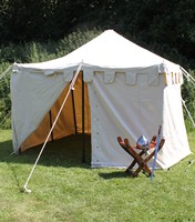 3x3 m² Tente carrée robuste pour reconstitutions médiévales, foires, camping et usage extérieur, en toile de coton 425 GSM, avec poteaux en aluminium, installation facile