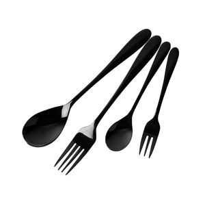 Juego de cucharas de cena de acero inoxidable de alta calidad para manualidades, juego de cubiertos de 5 piezas, juego de cubiertos de oro negro pulido al mejor precio - Product Image 4