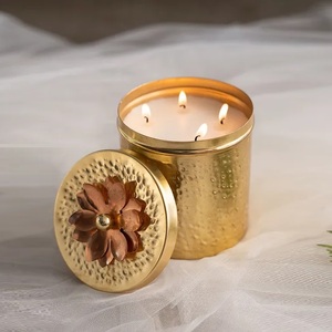 Premium Quality <b>Hammered</b> Design Metal Candle Jar Lid Votive <b>Holder</b> Christmas Home Decoration Handmade Lighting Container - Product Image 5