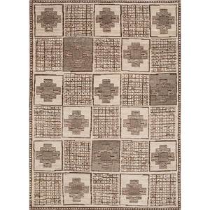 Tapis en laine afghane classique géométrique Manifest Gold, noué à la main, 9x12, pour la décoration de la maison, du salon et de la voiture RE-1162 - Product Image 1