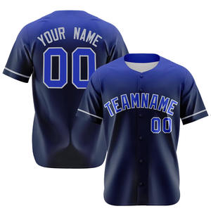 Jersey de béisbol con botón degradado de alta calidad con transición de color en el pecho superior y rayas para personalización de equipos o escuelas - Product Image 3