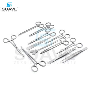 Kit d'instruments de chirurgie de base 13 pièces Pinces en acier inoxydable Ciseaux Porte-aiguille SUAVE INSTRUMENTS SURGICAUX - Product Image 3