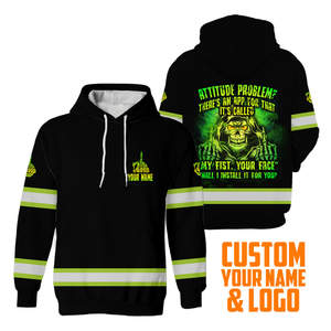 Attitude Problem Skull Sweat à capuche haute visibilité Nom personnalisé Vêtements de travail de sécurité réfléchissants haute visibilité pour les travailleurs Hoodies - Product Image 2