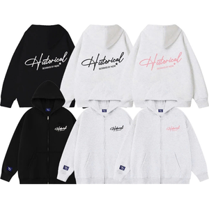 Sudadera con capucha cuadrada de algodón OEM y ODM para hombre Sudadera con estampado y bordado de cremallera personalizable hecha en Vietnam - Product Image 1