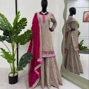 Hermosa ropa de fiesta superior-inferior con Dupatta - Product Image 1