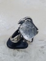 Bague Serpent Tendance Faite à la Main en Argent Sterling 925 avec Quartz Synthétique et Placage Rhodium - Cadeau & Fête Turquie