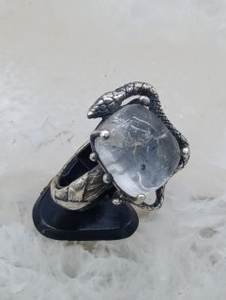 Bague Serpent Tendance Faite à la Main en Argent Sterling 925 avec Quartz Synthétique et Placage Rhodium - Cadeau & Fête Istanbul - Product Image 5